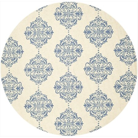 Safavieh 8 ft. x 8 ft. Round- Transitional Chelsea Ivory And Blue Hand Hooked Rug HK145A-8R